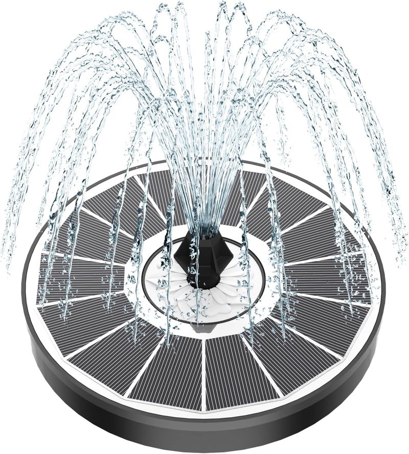 Yzert Solar Fountain White Flower, 3.5W Glass Bird Bath Fountains Solar Power No Battery with 4 Fixed Rods & 7 Nozzles, Solar Fountain Pump for Bird Bath, Pool, Garden, Outdoor, Pond - Image 1